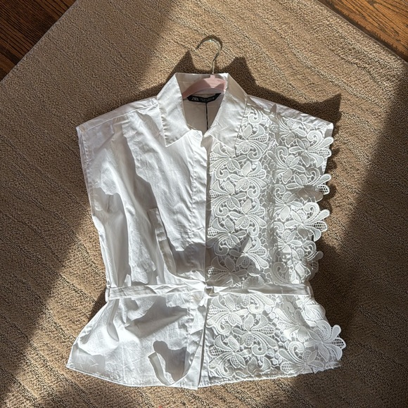 Zara New Collection Combinat Lace Shirt - Picture 12 of 17